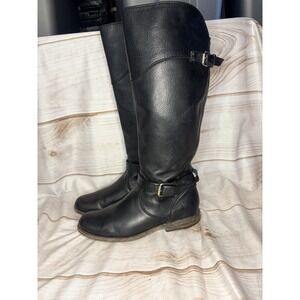 Y2K Frye Campus Harness Tall Black Leather Boots 8B Made Mexico Riding Stacked